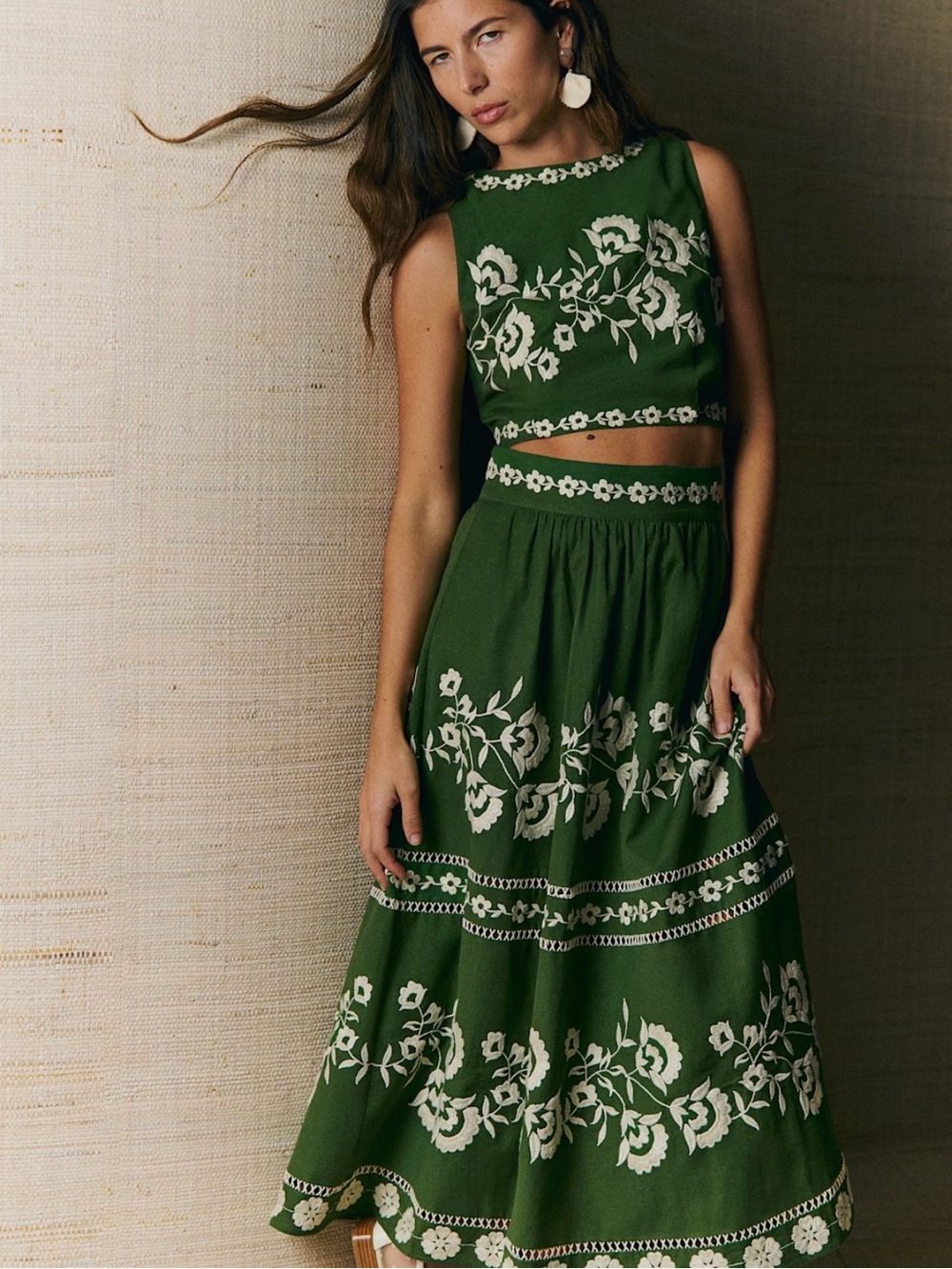 Sezane Siloé Skirt Summer Green - Size 4